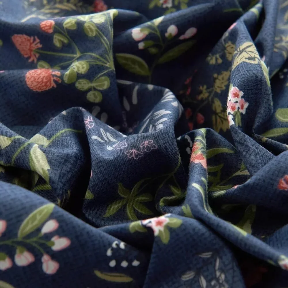 NEW Anthro Blue Floral Cotton Boho King Queen Full Size Bedding Duvet & Sham Set